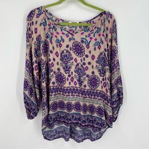 Verse Women’s V Neck Long Sleeve Paisley Print Blouse size XXL